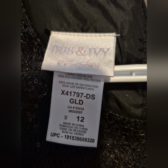 Iris & Ivy Black Sequin and Gold Plaid Kids Dress - Picture 6 of 10